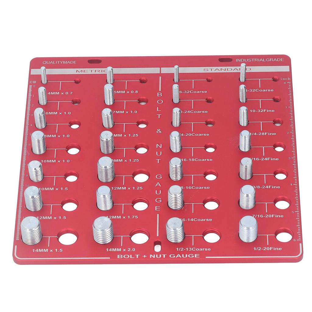 Nut and Bolt Thread Checker 7.9x7.9in Identifier Gauge Aluminium Alloy Easy Operation Accurate Ruler Gauge for Garage