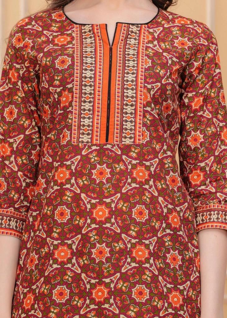 Women's Casual Regular Sleeves Printed Women Orange Top