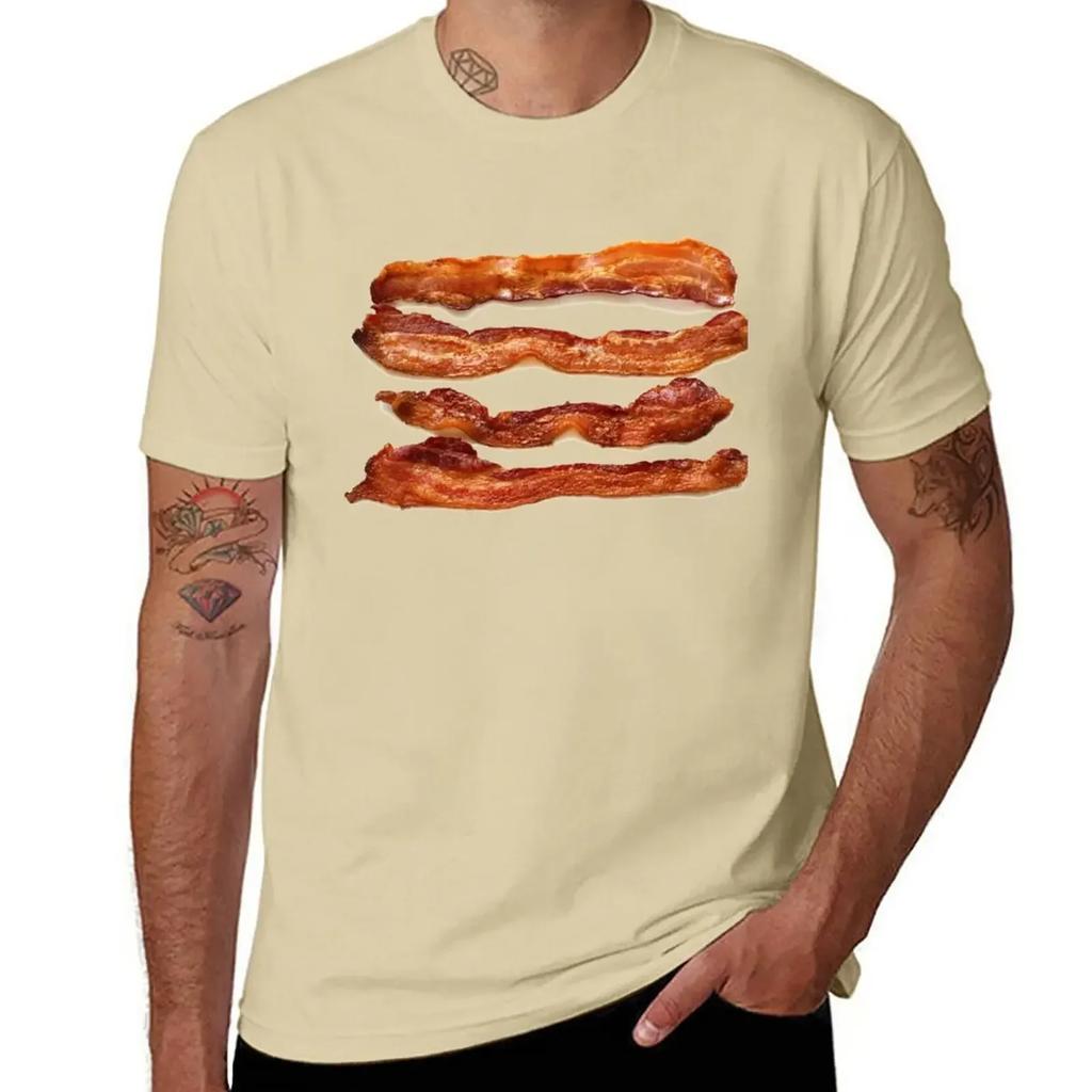 Bacon Rashers T-Shirt Blouse Plus Sizes Short Sleeve Tee T-shirts for Men Cotton