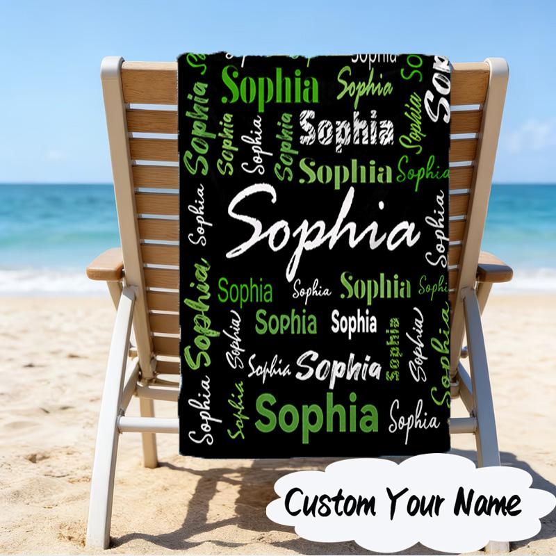 Personalisierter Name Dein Name Kunst Design Mikrofaser Strandtuch Super Weich & Saugfähig für Bad, Strand, Reisen Badezeit Zubehör, Fan Geschenke