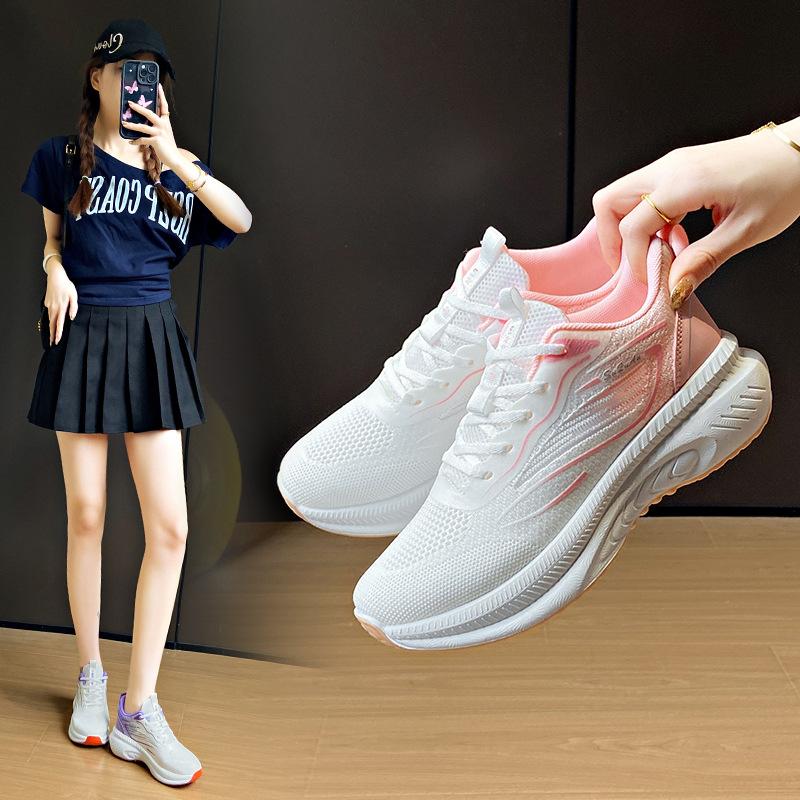 2025 spring new fly-woven shoes Korean version of sports women's mesh breathable student casual shoes platform running K2515