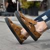 Anti-collision Toe Summer Shoes Leather Mens Sandals Outdoor Walking Sandals for Men Non-Slip Loafers Hollow Out Man Beach Flats