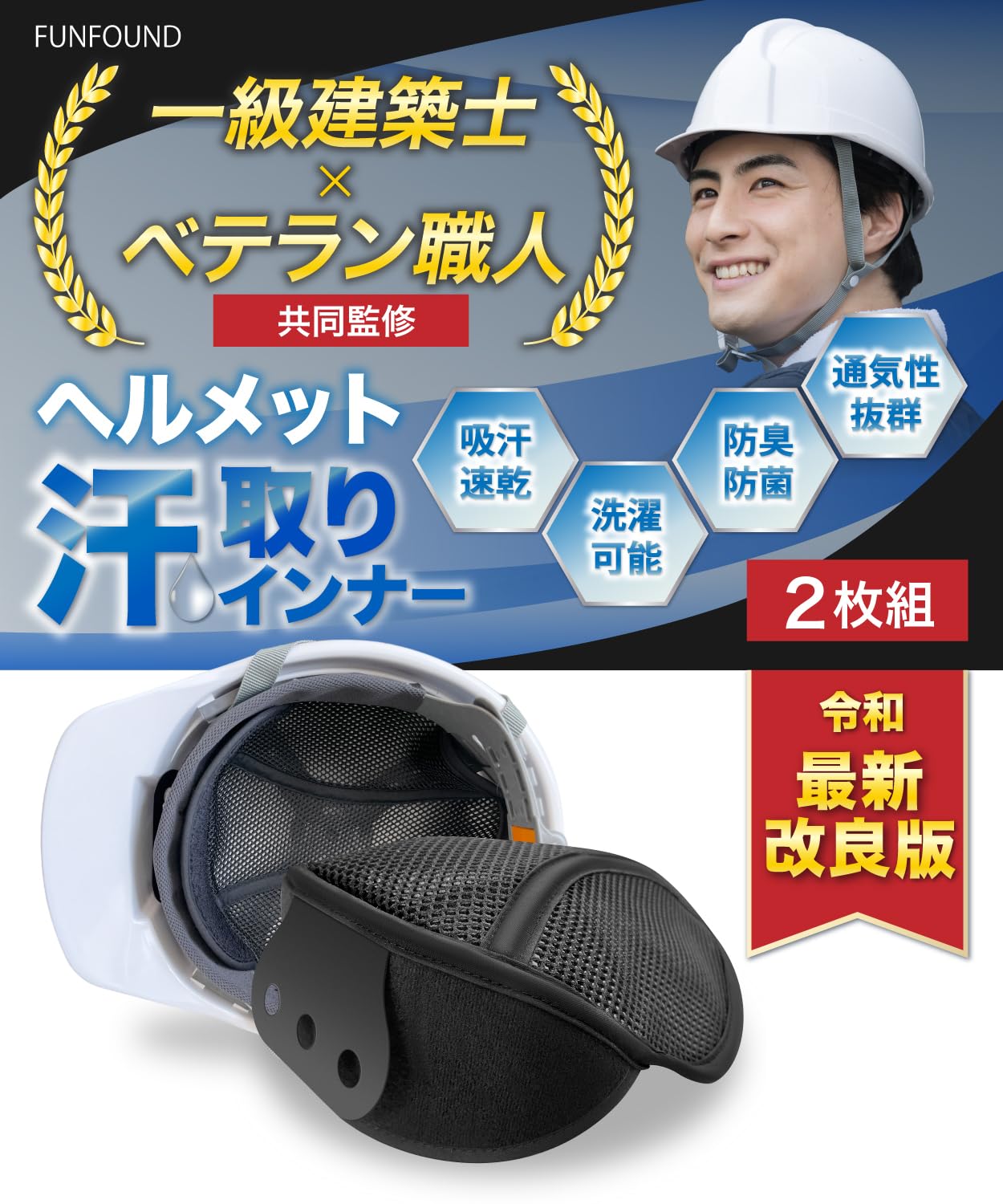 

by a Veteran Helmet Inner of Sweat Absorbing Pads and Inner Caps for Heatstroke Prevention by FUNFOUND Brand Bringing Worksite Needs to of [Supervised