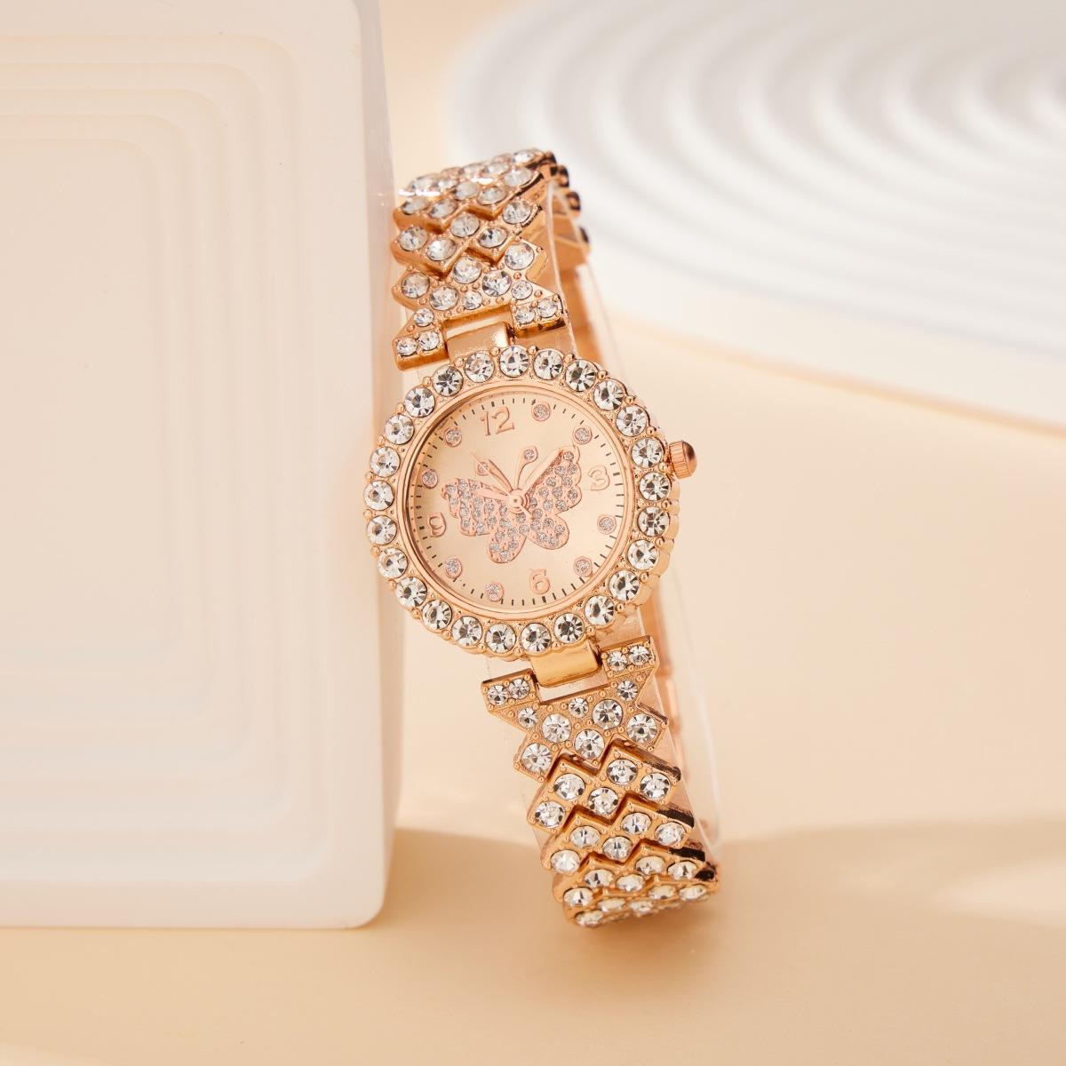 Ladies Steel Belt Watch Butterfly Series Fashion Casual Versatile Personality Full Diamond Quartz Steel Belt Women S Watch