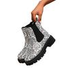 Women's Round Toe - Boots with Color Block Design for Fall and Winter
