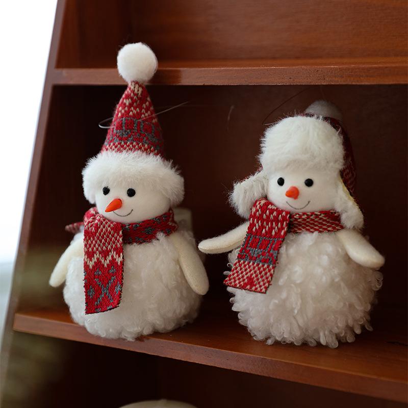 Pluche Sneeuwpop Kerstboomversieringen - Rode & Witte Decoraties voor Boom en Bureau