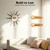 22 Inch Sun-Shaped 12-Hour Time Display Wall Clock - Modern Colorful Iron & Aluminum Battery Operated Wall Decor for Living Room