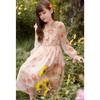 Sweet Orange Floral Print Dress for Girls, Spring and Autumn Fashionable Princess Dress for Children