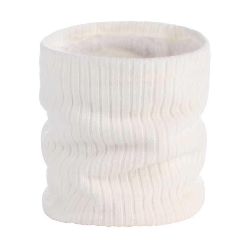 Double-layer Velvet Thickened Warm Neck Cover, Solid Color Wool Single-circle Knitted Scarf, Autumn and Winter Versatile Scarf for Men and Women