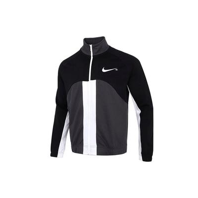 Color-Block Knit Stand Collar Jacket With Swoosh Logo Men Outerwear Black DD5982-010