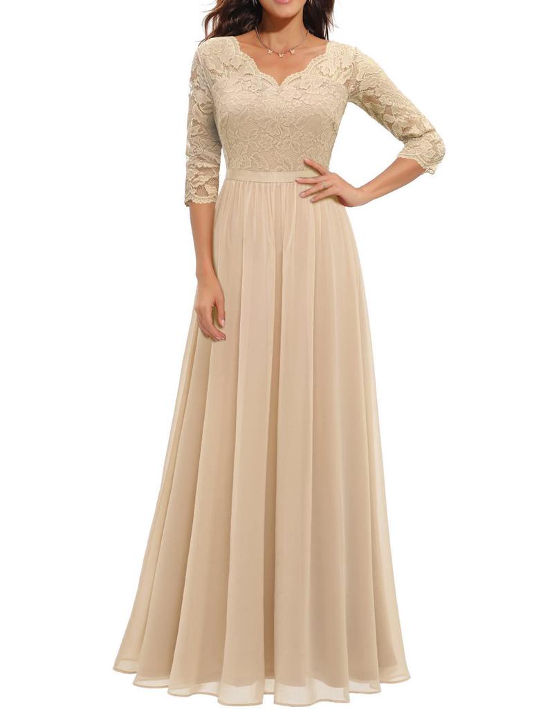 Elegant Lace Splicing Long Evening Dress for an Impressive Look
