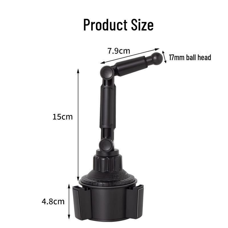 Universal Car Drink & Phone Holder with 17MM Ball Head and Extension Rod
