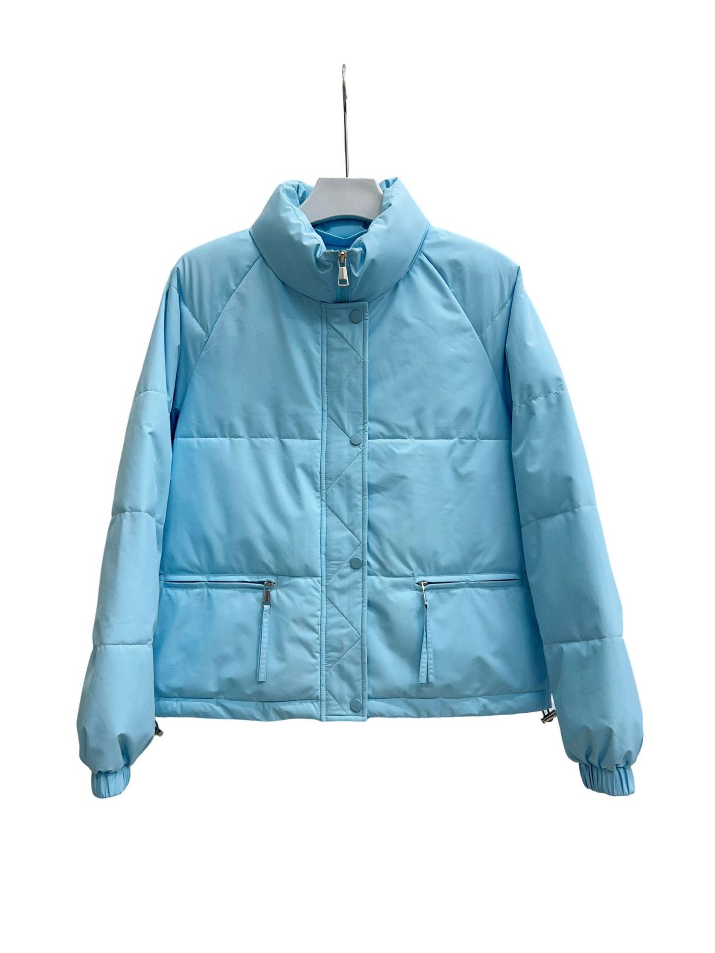 

Зимняя новая куртка пуховик со стойкой, простая и модная застежка-молния для сохранения тепла, однотонное повседневное пальто свободного кроя, короткая стеганая куртка M