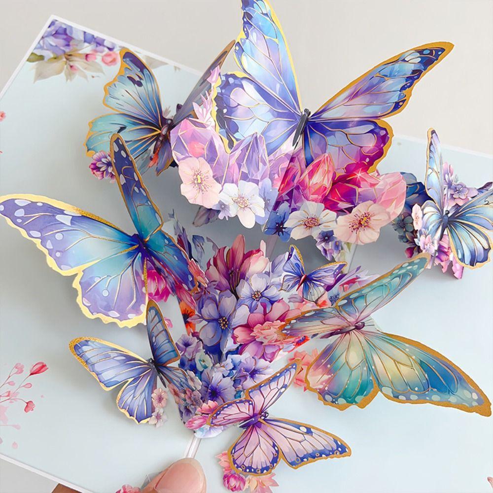 Exquisite 3D Pop-up-Karte Beste Wünsche Schmetterling Grußkarten Schmuck Einladungen Glückwunschkarte Muttertag