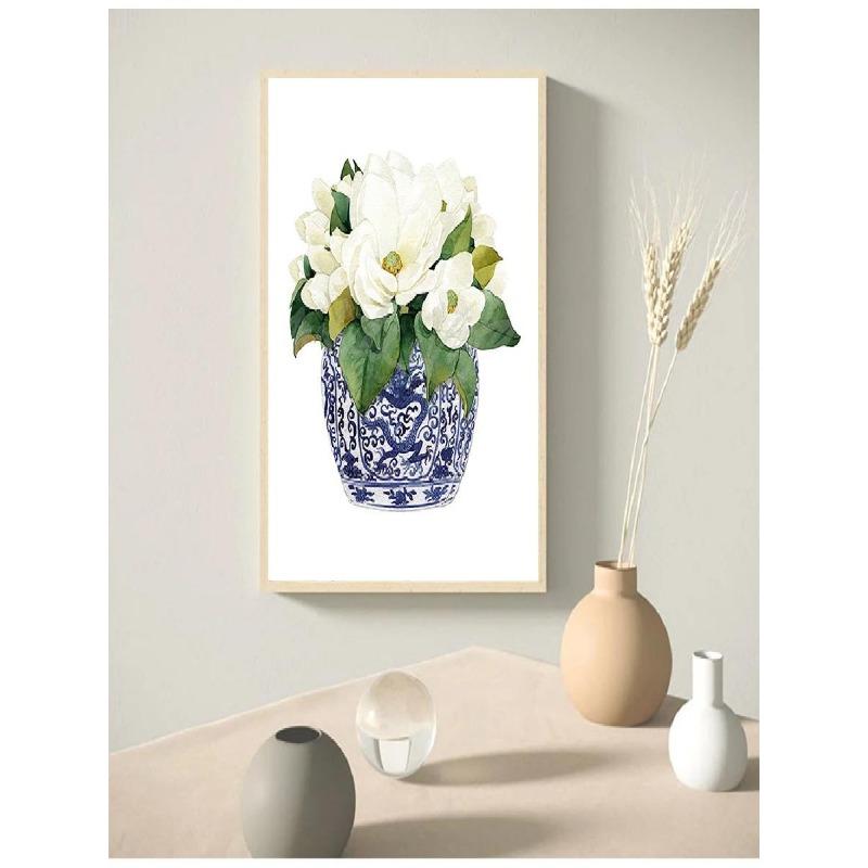 Blue and White Chinese Vase Watercolor Art Prints  Ginger Jar Oriental Porcelain Canvas HD Poster  Elegant Home Wall Decor Paint