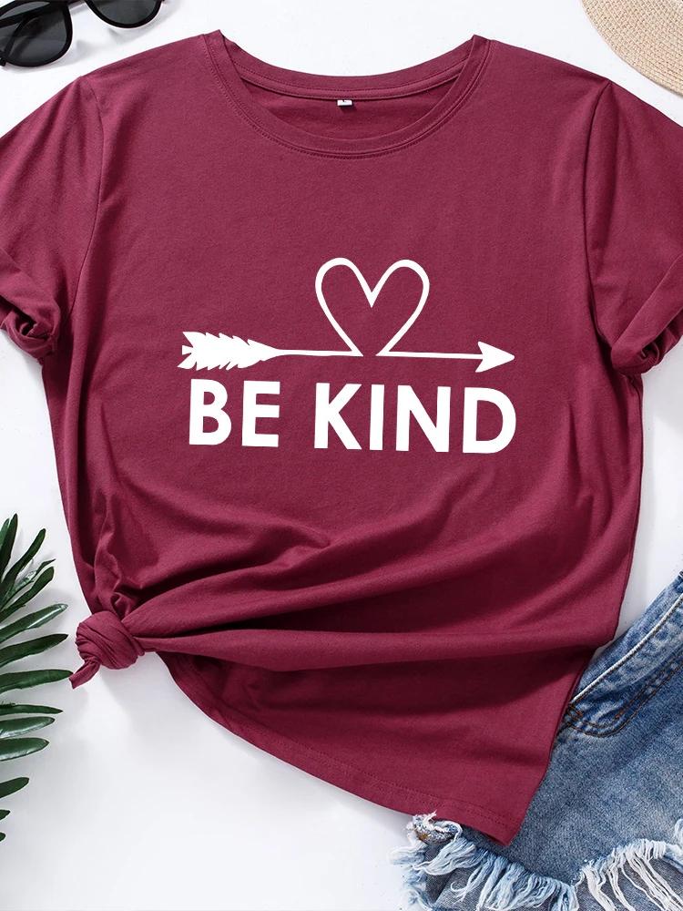 Be Kind Heart Print T Shirt Women Short Sleeve O Neck Loose Tshirt Summer Women Causal Tee Shirt Tops Camisetas Mujer