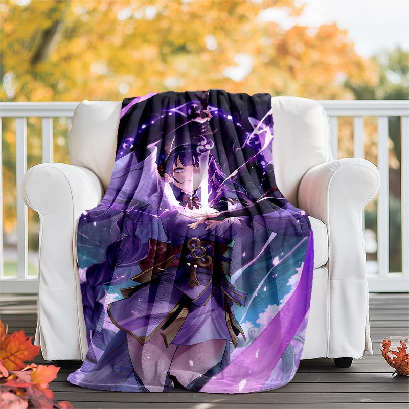 1pc Genshin Impact Beelzebul2 Theme Blanket - Digital Print, Polyester, Cozy for All Seasons, Perfect for Outdoor, Camping, and Travel