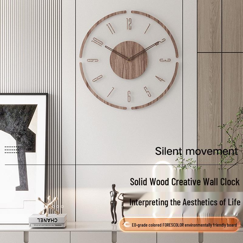 2022 Nordic Solid Wood Silent Quartz Wall Clock for Living Room