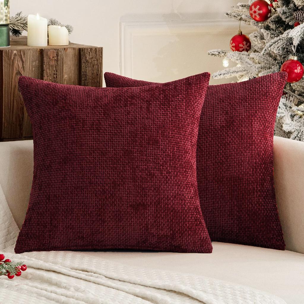 Solid Color Chenille Pillowcases 2pcs Set, Available in Multiple Colors, Suitable for Sofas, Bedding, Offices, Window Sills