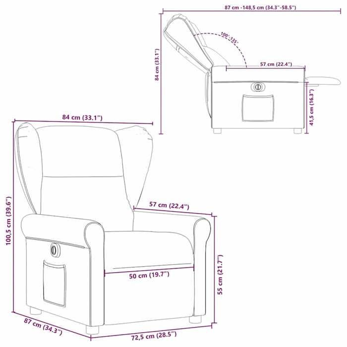 VidaXL Fauteuil inclinable électrique Gris foncé Tissu 3303355