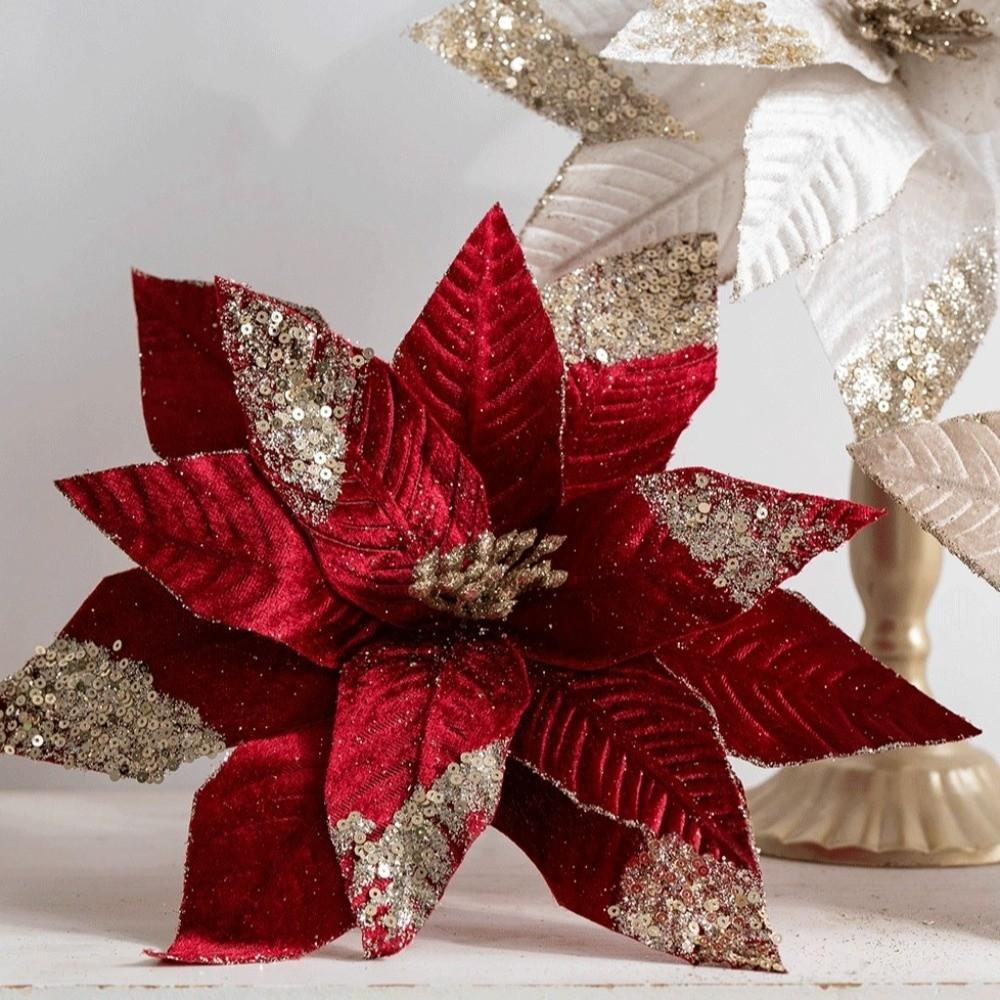 Decorative Flower Pick Artificial Poinsettia Poinsettia Tree Decoration Holiday Home Decor