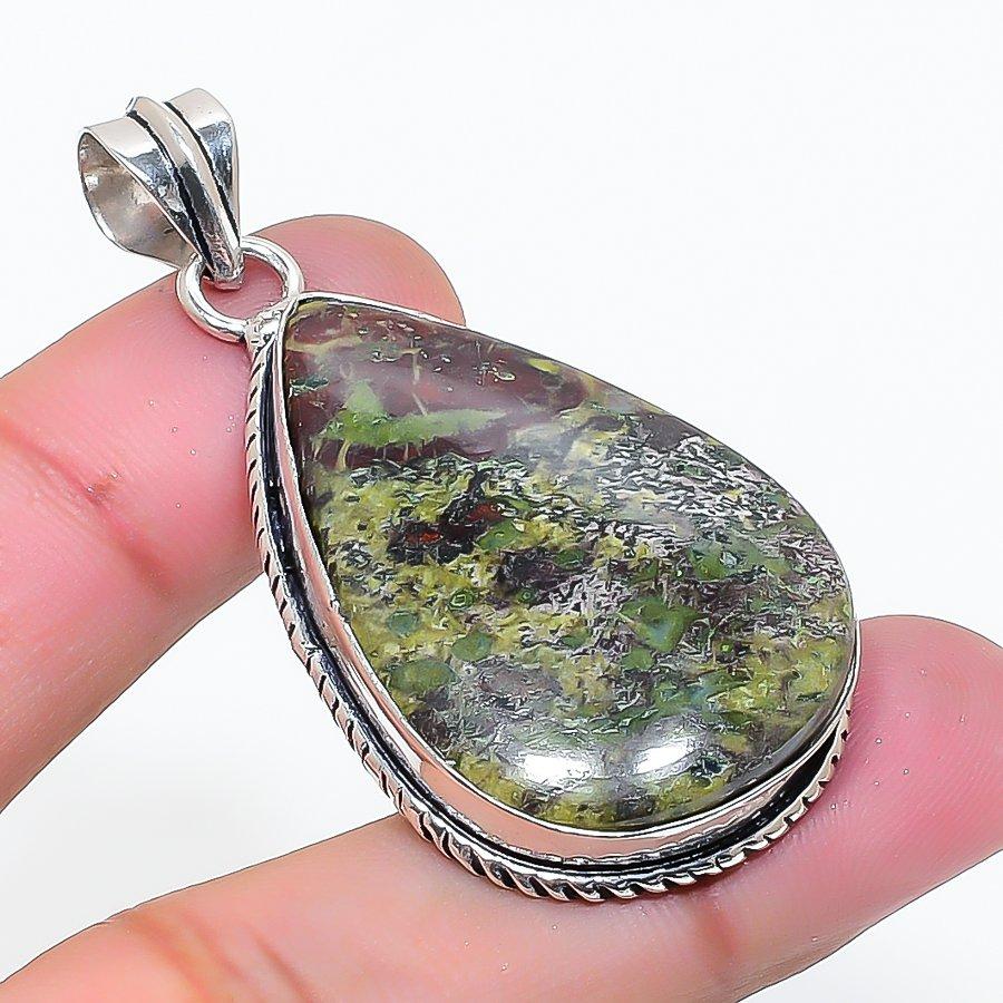 Natural Dragon Blood Gemstone Handmade 925 Sterling Silver Pendant 2.05 AP-15163