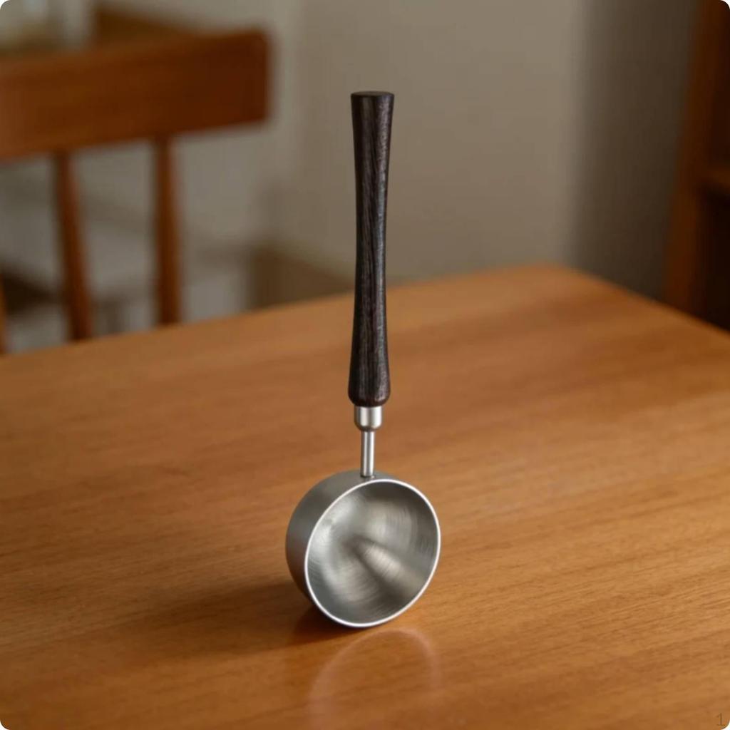 Wood Handle Measuring Spoon Versatile Coffee Bean Stainless Steel Teaspoon for