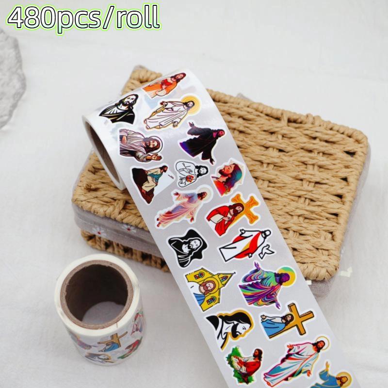500pcs/Roll Halloween Horror Cartoon Round Sealing Stickers DIY PVC Laptop Decals Decoration Stiker Reward Gift Toys