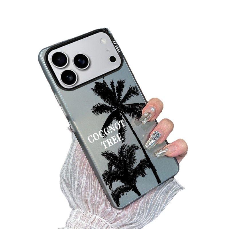 Simple Coconut Tree Silver Drop-Proof Case for iPhone 17/16/15/14/13 Pro