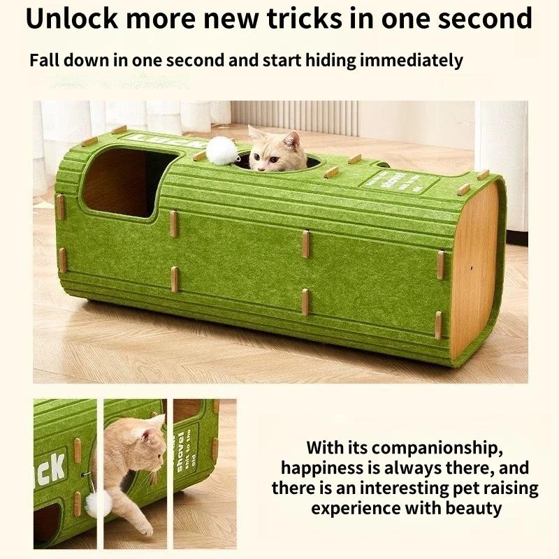 2-Tier Felt Cat House & Condo with Scratching Pad for Indoor Cats, Multi-Cat Families, Play & Sleep - High Demand Limited Stock