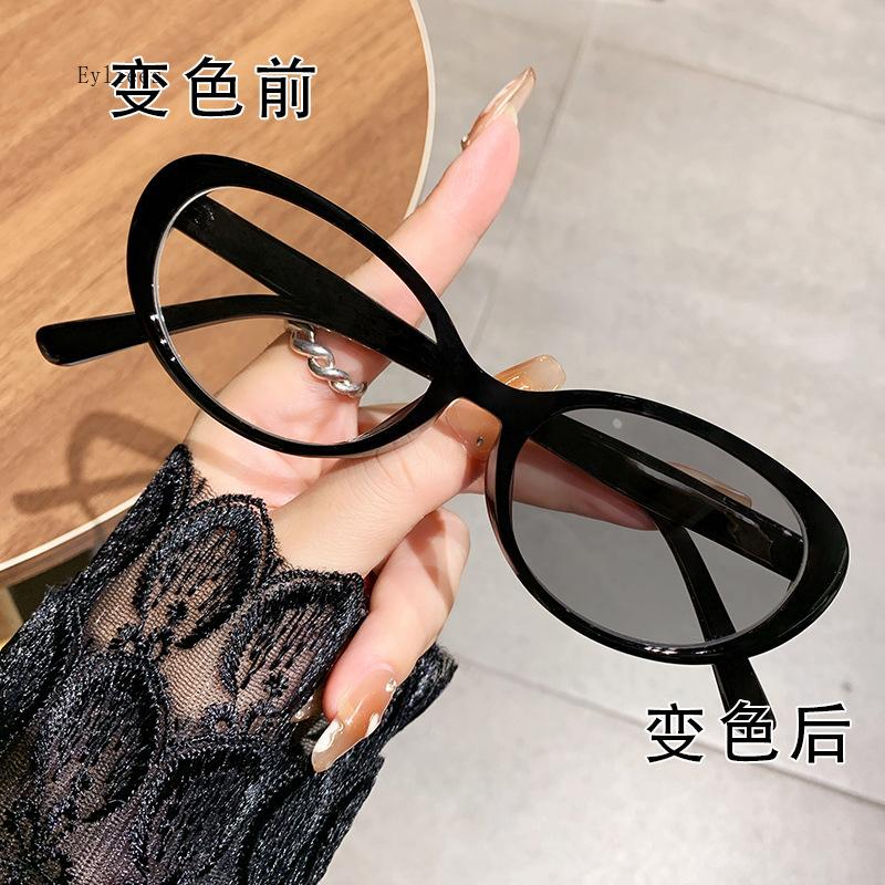 Advanced Elliptical Frame Photochromic Myopia Glasses Anti-Blue Light Glasses Optical Prescription Eyeglasses 0 TO -4.0 gafas