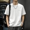 2025 Men's Summer Heavyweight Drop Shoulder T-Shirt - Trendy American Style Casual Solid Color Half Sleeve Top