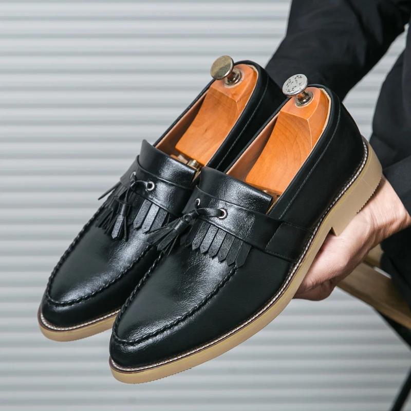 Formal Leather Men Brogues Men Loafers British Style Dress Shoes Casual Wedding Leather Shoes For Men Business Shoes Male