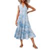 Women's Casual And Fashionable V-neck Sleeveless Printing Mid Length Dress