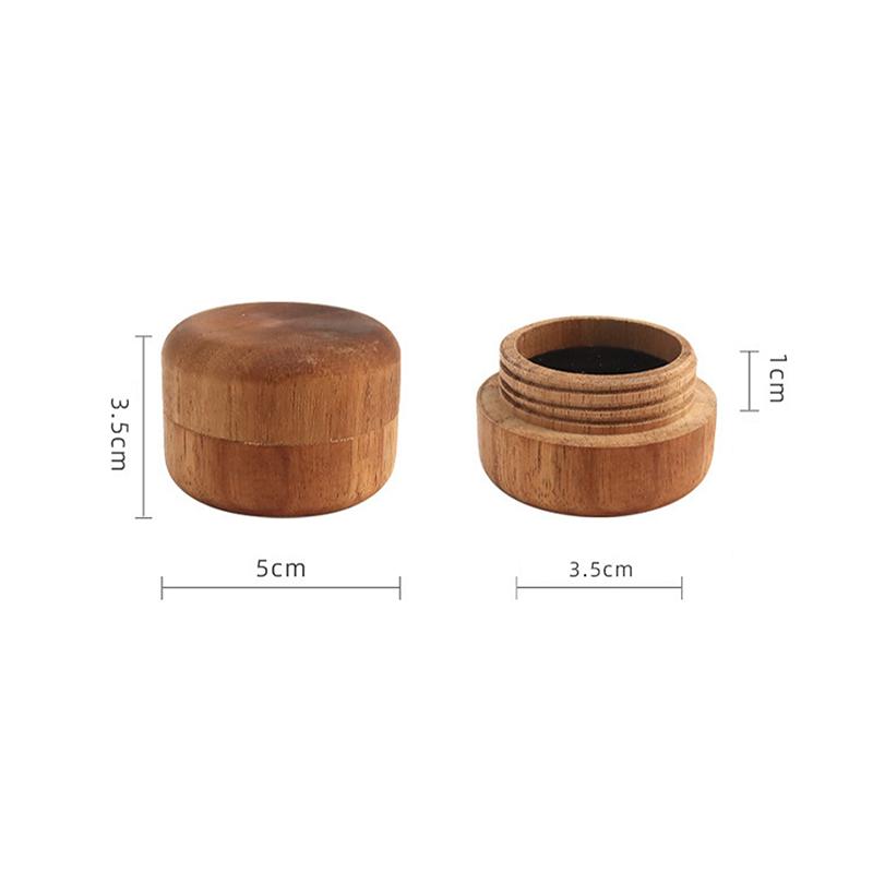 New Wood Ring Box Wedding Proposal Engagement Round Wood Ring Box Jewelry Storage Box Portable Solid Wood Ring Box