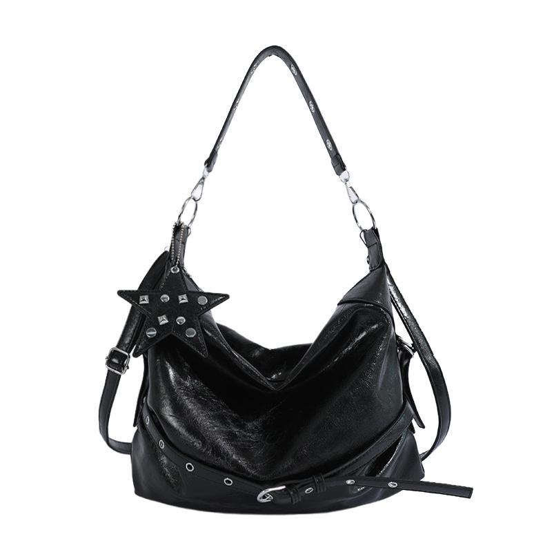 Korean Niche Star Rivet Underarm Biker Bag Women Style Crossbody Handbag Large Capacity Tote Bag Daily Matching