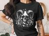 Gothic Skull Ram Horns Roses T-Shirt, Dark Academia Aesthetic Tee, Witchy Occult Shirt, Alternative Macabre Art Graphic Print Top