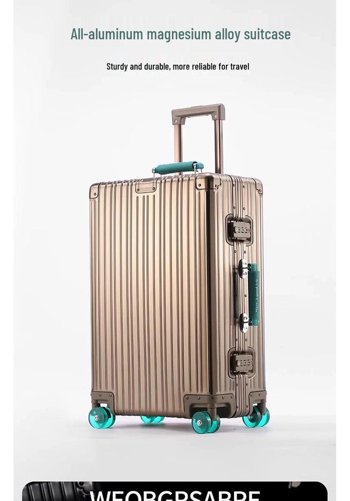 Germany 20" Metal Alloy Trolley Luggage - High Capacity Travel Case with Leather Finish