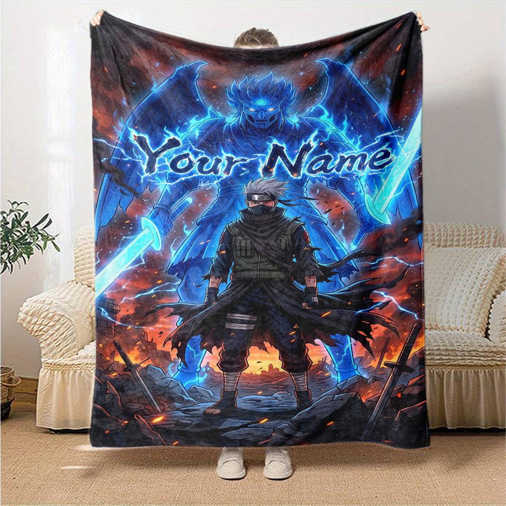 Naruto Charakter Personalisierte Namensdecke Kuscheldecke Personalisierte Decke Warme Dekoration für Büro Wohnzimmer Meeresblick Wohnzimmer für Alle Anlässe