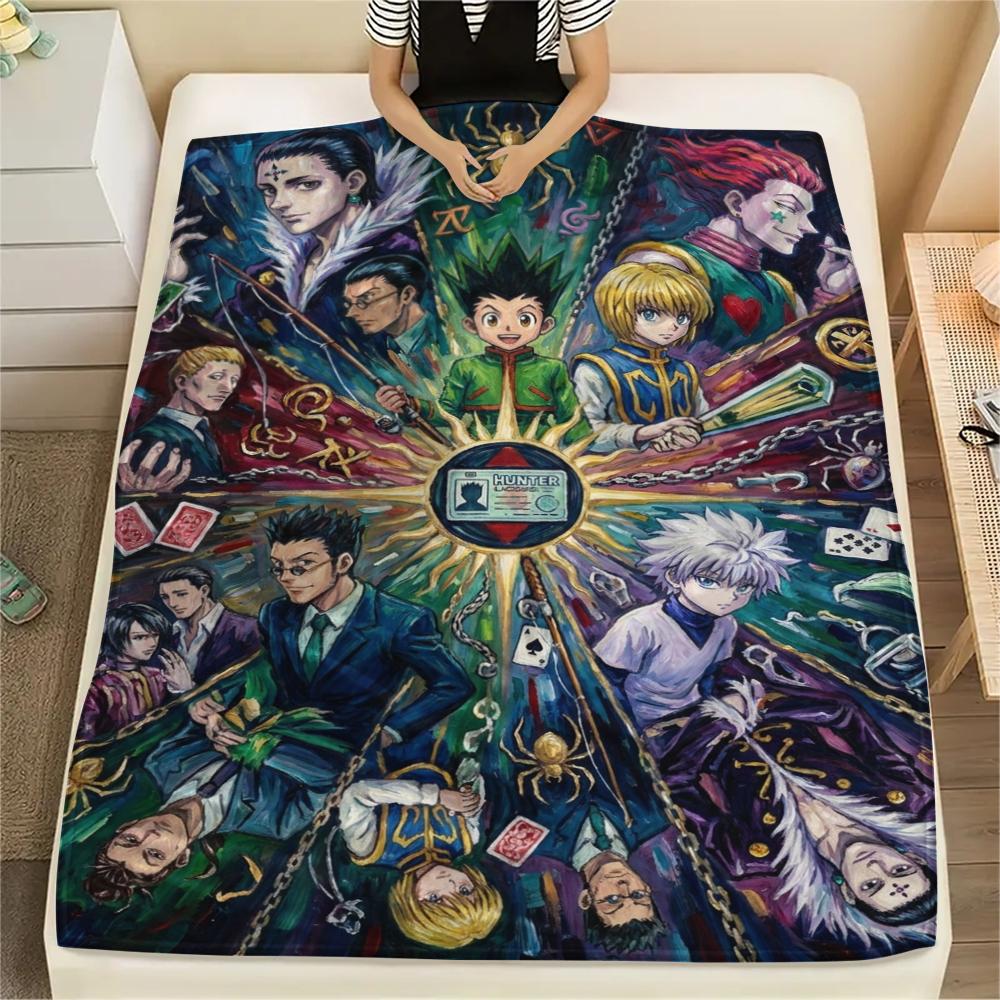 Hunter × Hunter Cozy Printed Flannel Blanket for Bed Sofa Travel Home Comfort -xia75 75x90cm