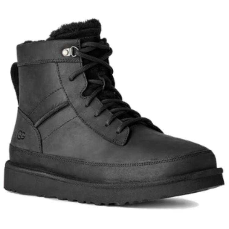 UGG Casual Heritage Warm Leather Round Toe Comfortable Snow Boots Men Boots Black 1174580-BLK