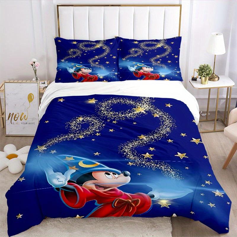 3pcs Mickey Mouse Printed Bedding Set, Breathable And Soft, Machine Washable, Christmas Gift Birthday Gift, Bedroom Decoration