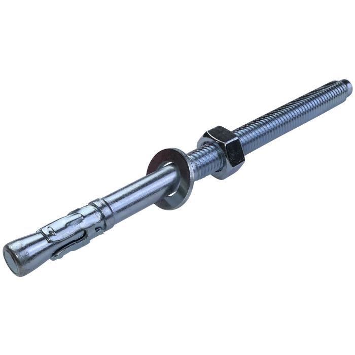 Vis d'ancrage - aerzetix - m12x180mm - acier zingué - lot de 5 - flexible avec filetage long