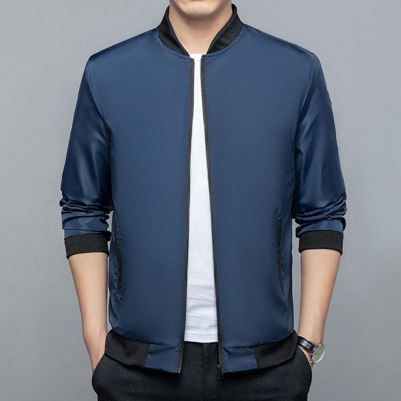 

Men s Plus Size Spring/Autumn Middle-Aged Turn-Down Collar Jacket - Casual Loose Fit Dad Coat L (90-110 lbs)