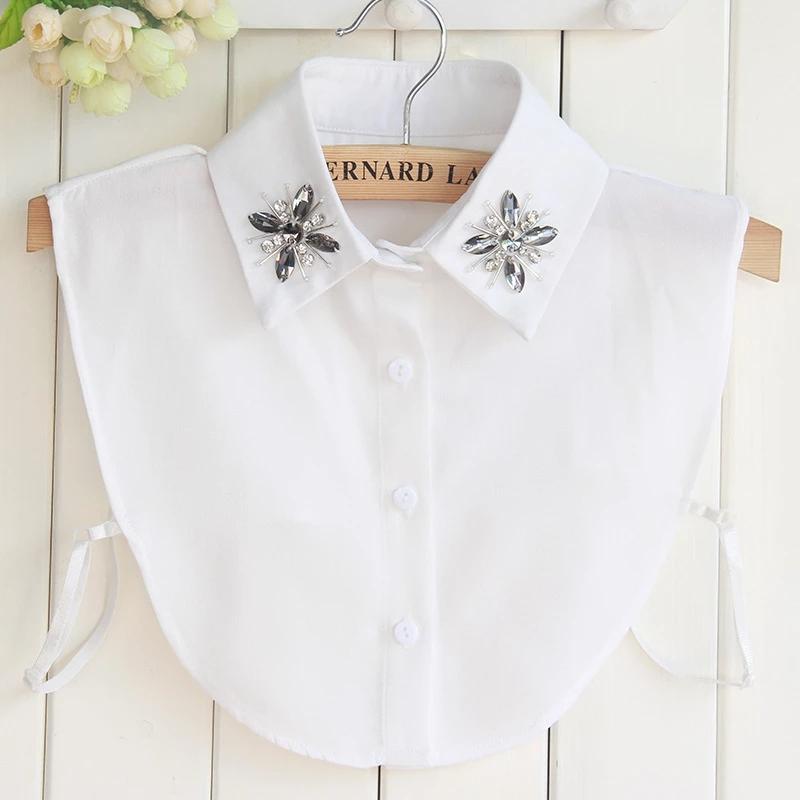 22 Styles White/Black Women Fake Collar Shinny Beaded Detachable Collars Half Shirt Blouse Sweater False Collars Female Faux Col