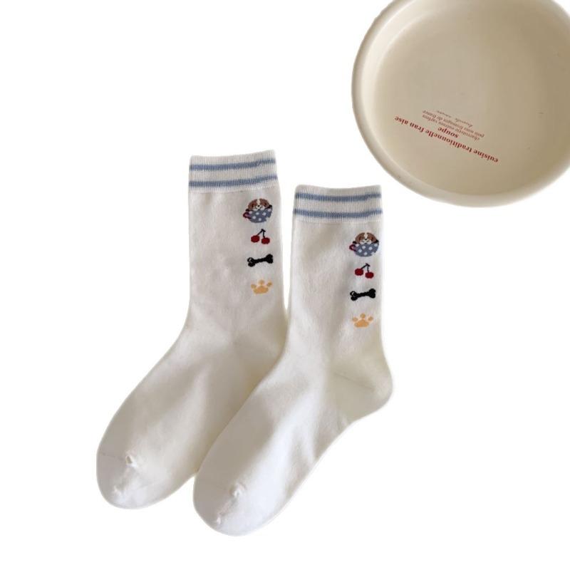 Dachshund Socks for Women, Spring, Autumn and Winter, Cat Mid-calf Socks, Cartoon Cute School Style, Versatile Bear Long Socks