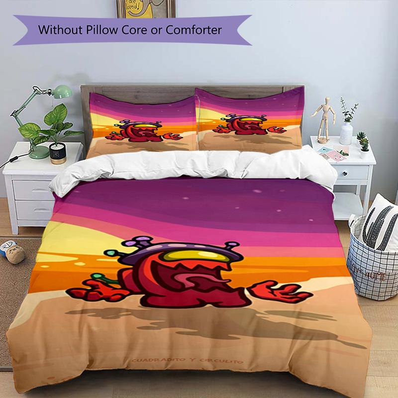 3pcs Duvet Cover Set (1*Duvet Cover + 2*Pillowcase, Without Core), Among Us Print Bedding Set, Bedroom Decor, All‑Season, Birthday Gift