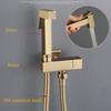 Brass Bidet Faucet Gold Handheld Toilet Bidet Sprayer Hygienic Shower Toilet Faucets Single Cold Water Tap Self Cleaning