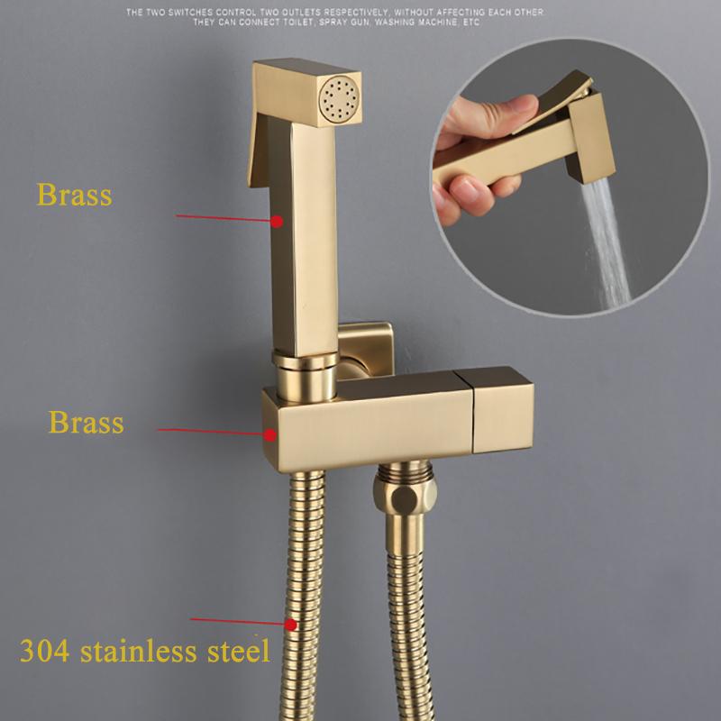 Mosazná bidetová baterie Zlatá ruční toaletní bidetová sprška Hygienická sprcha Toaletní baterie Jedna studená voda Samočisticí