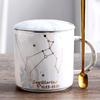 400ML Twelve Constellation Marble Cup with Cover Long Spoon Ceramic Party Tableware Set Porcelain Breakfast Coffee Mug Cup